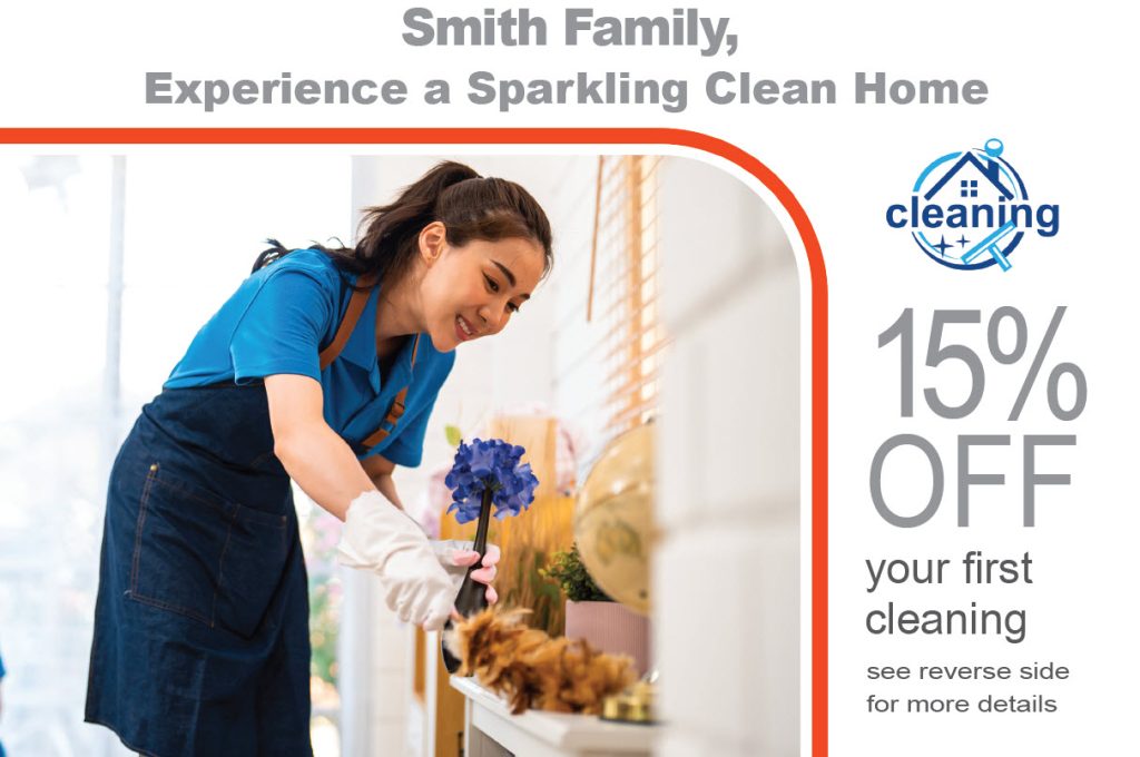 Ad image of woman cleaning a house