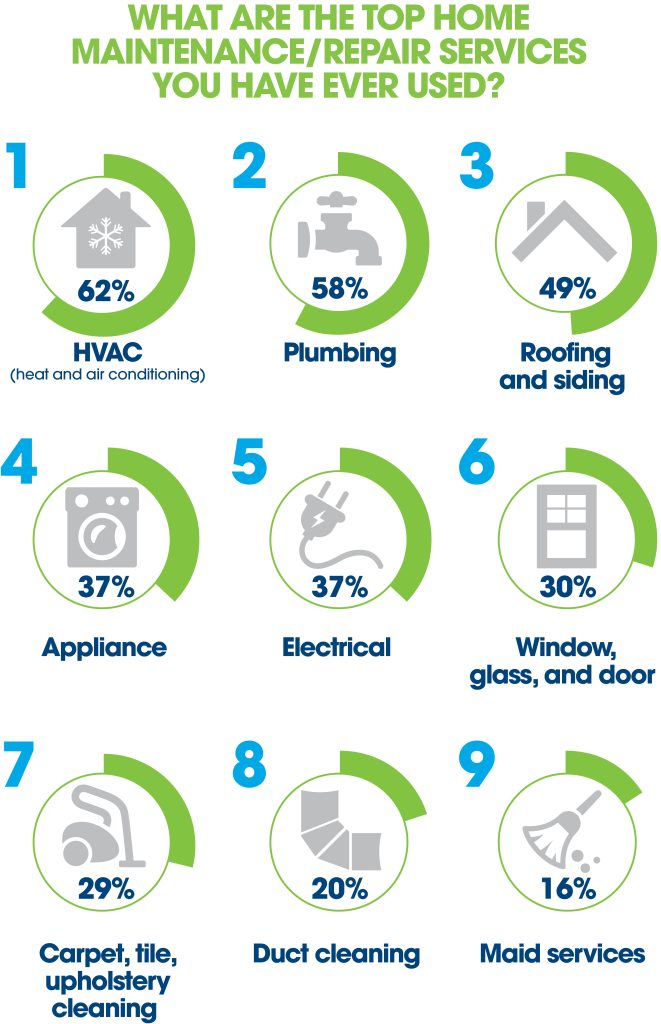 Graph of the top home maintenance and repair services consumers have used
